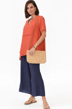 Pants<La Mode Samira Navy Cotton Wide Leg Pant