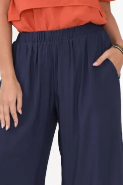 Pants<La Mode Samira Navy Cotton Wide Leg Pant