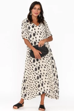 Linen Dresses<Imagine Santana Black Spot Linen Dress