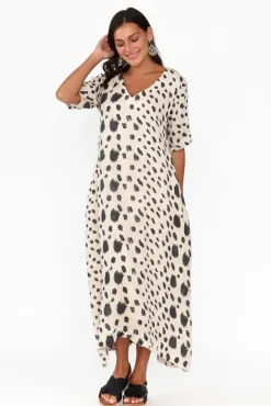 Linen Dresses<Imagine Santana Black Spot Linen Dress
