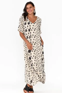 Linen Dresses<Imagine Santana Black Spot Linen Dress