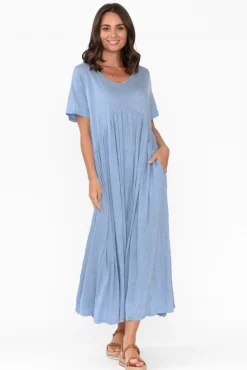 Cotton Dresses<Cotton Village Savannah Blue Cotton Maxi Dress