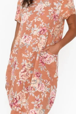 Linen Dresses<Cali and Co Sawyer Orange Blossom Linen Pocket Dress