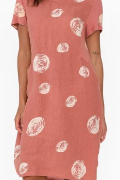 Linen Dresses<Cali and Co Sawyer Rust Spot Linen Pocket Dress