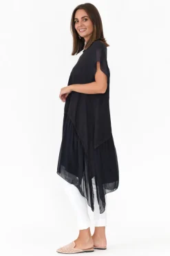 Linen Tops<Italian Closet Seamus Navy Linen Blend Tunic Dress