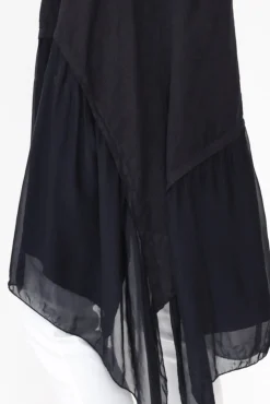 Linen Tops<Italian Closet Seamus Navy Linen Blend Tunic Dress