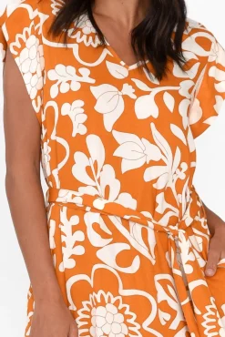 Midi Dresses<Shanty Sebou Orange Garden Midi Dress