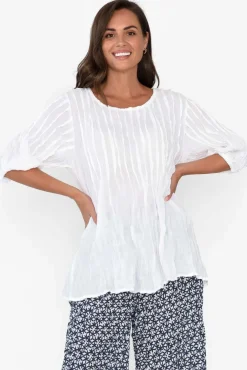 Cotton Tops<Namastai Selma White Crinkle Cotton Top