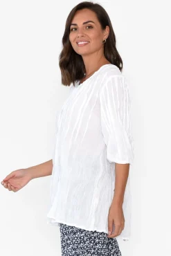 Cotton Tops<Namastai Selma White Crinkle Cotton Top