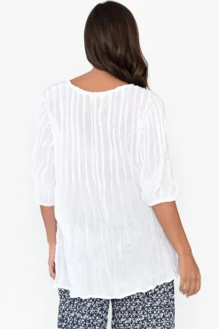 Cotton Tops<Namastai Selma White Crinkle Cotton Top