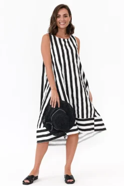 Cotton Dresses<Soul Sparrow Serina Black Stripe Cotton Dress