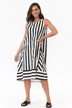 Cotton Dresses<Soul Sparrow Serina Black Stripe Cotton Dress