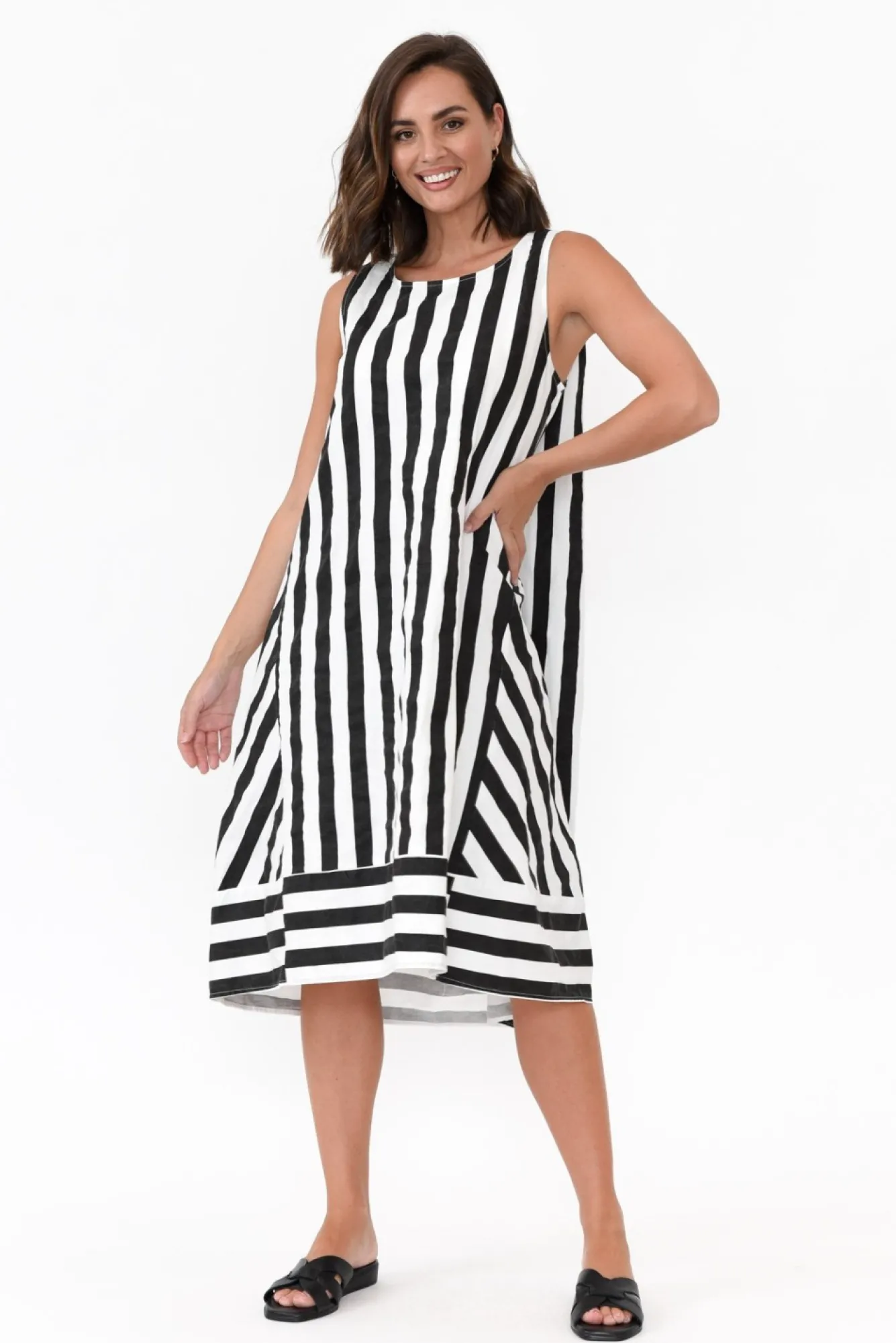 Cotton Dresses<Soul Sparrow Serina Black Stripe Cotton Dress