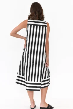 Cotton Dresses<Soul Sparrow Serina Black Stripe Cotton Dress