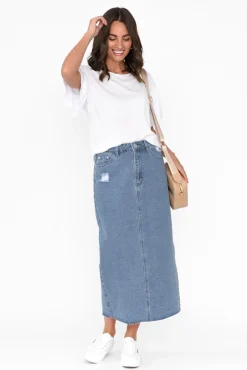 Skirts<Country Denim Sheldon Blue Denim Maxi Skirt