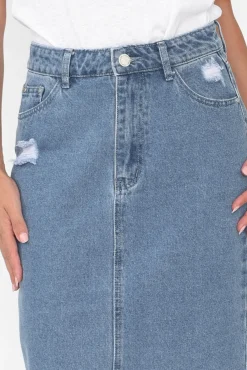 Skirts<Country Denim Sheldon Blue Denim Maxi Skirt