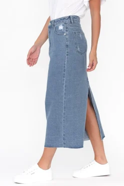 Skirts<Country Denim Sheldon Blue Denim Maxi Skirt