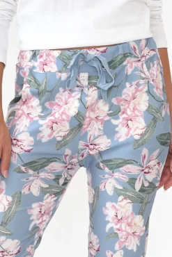 Pants<Cali and Co Shonee Blue Blossom Cotton Stretch Pant