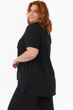 Cotton Tops<La Mode Shoshana Black Cotton Layered Top