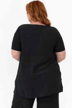 Cotton Tops<La Mode Shoshana Black Cotton Layered Top
