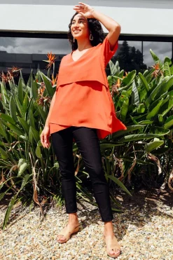 Cotton Tops<La Mode Shoshana Rust Cotton Layered Top