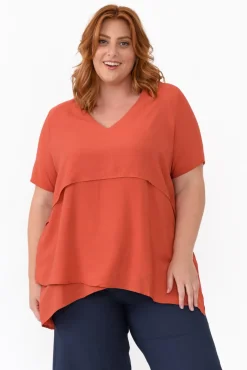 Cotton Tops<La Mode Shoshana Rust Cotton Layered Top
