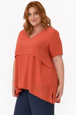 Cotton Tops<La Mode Shoshana Rust Cotton Layered Top