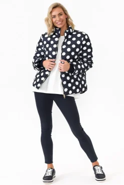 Jackets<Brave u0026 True Sillian Navy Spot Puffer Jacket
