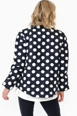 Jackets<Brave u0026 True Sillian Navy Spot Puffer Jacket