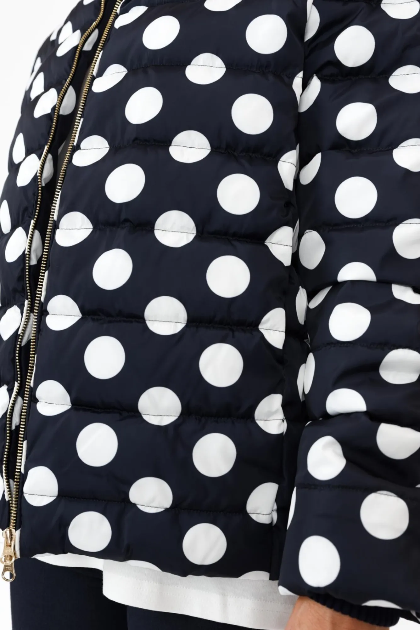 Jackets<Brave u0026 True Sillian Navy Spot Puffer Jacket