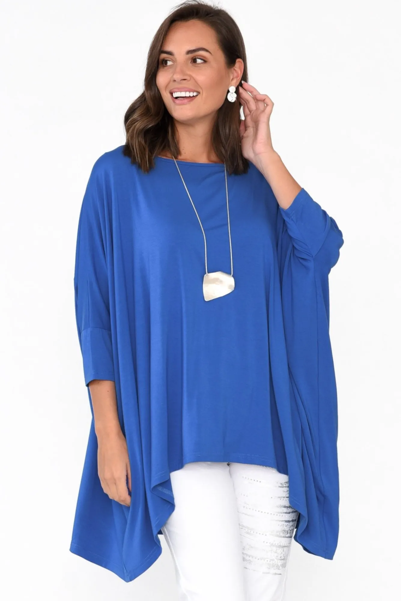 Tunic Tops<PQ Simplicity Cobalt Bamboo Drape Top