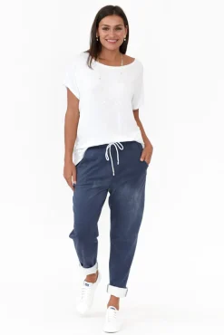 Pants<Rosa Sera Sloan Dark Blue Wash Cotton Pant