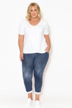 Pants<Rosa Sera Sloan Dark Blue Wash Cotton Pant