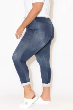 Pants<Rosa Sera Sloan Dark Blue Wash Cotton Pant