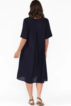 Cotton Dresses<One Summer Sloane Navy Cotton Blend Dress