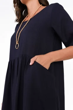 Cotton Dresses<One Summer Sloane Navy Cotton Blend Dress