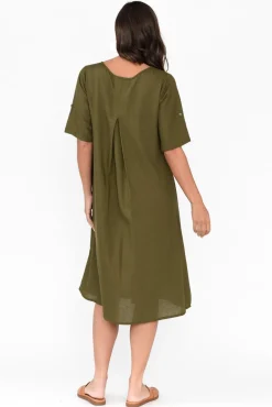 Cotton Dresses<One Summer Sloane Olive Cotton Blend Dress
