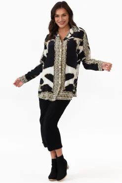 Shirts<Fashion Spectrum Snow Leopard Silk Collared Shirt