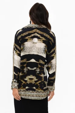 Shirts<Fashion Spectrum Snow Leopard Silk Collared Shirt