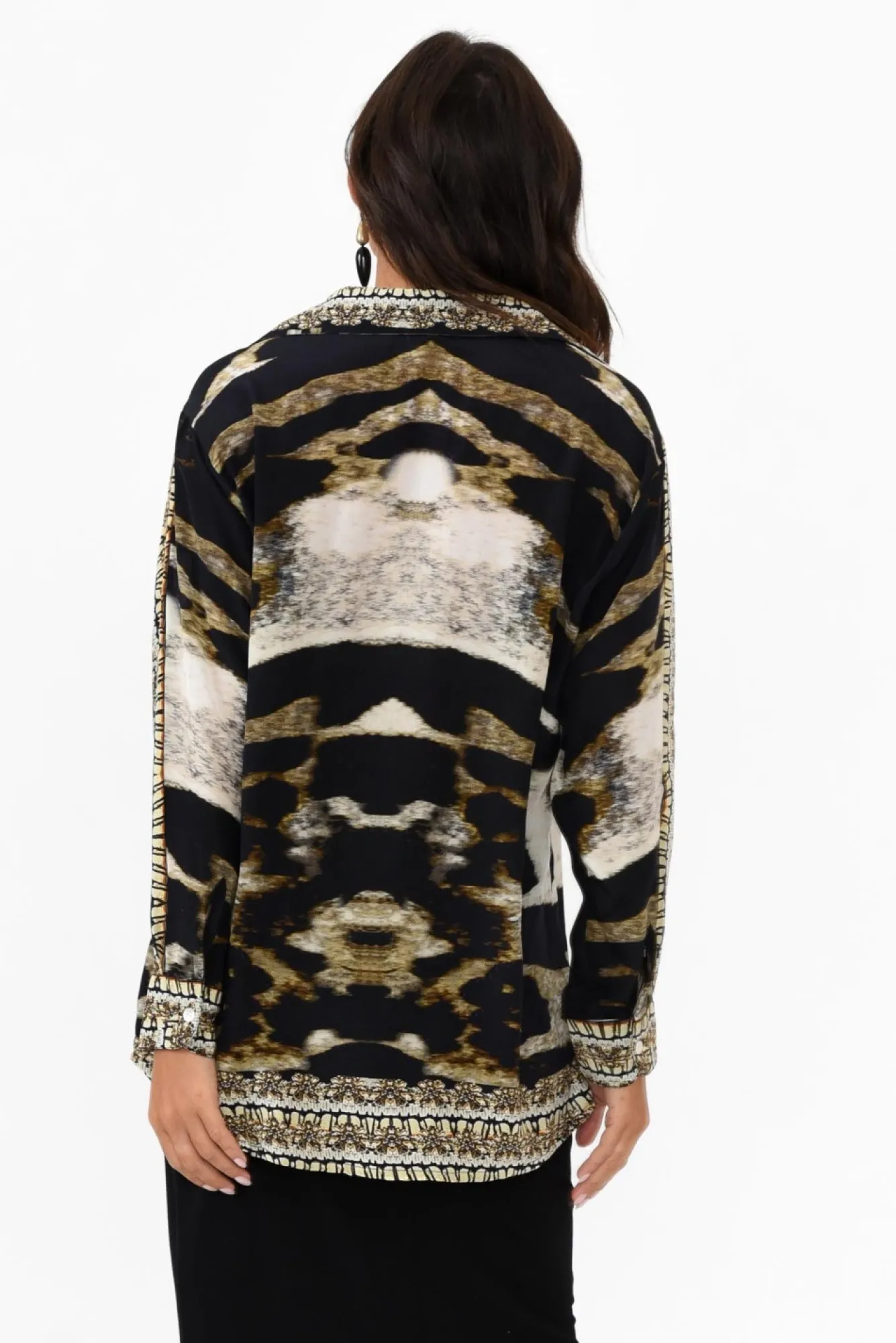 Shirts<Fashion Spectrum Snow Leopard Silk Collared Shirt