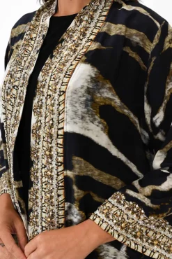 Jackets<Fashion Spectrum Snow Leopard Silk Short Kimono