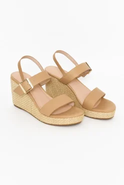 Heeled Sandals<Nude Shoes Soldana Nude Leather Buckle Wedge