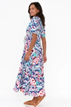 Midi Dresses<Willow Tree Solene Blue Garden Tier Dress