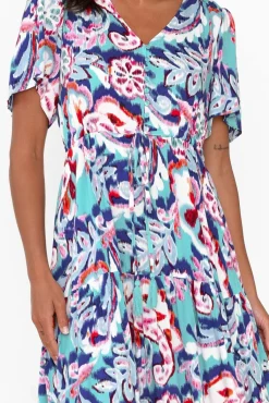 Midi Dresses<Willow Tree Solene Blue Garden Tier Dress