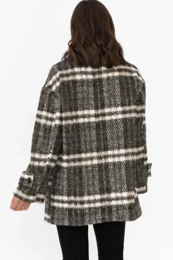 Coats<Fate Becker Songbird Charcoal Check Oversized Short Coat