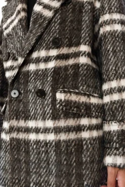 Coats<Fate Becker Songbird Charcoal Check Oversized Short Coat