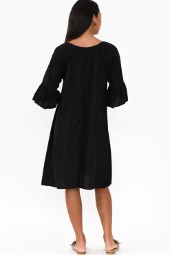 Below Knee Dresses<Slate the Label Sophia Black Bell Sleeve Dress