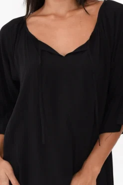 Below Knee Dresses<Slate the Label Sophia Black Bell Sleeve Dress