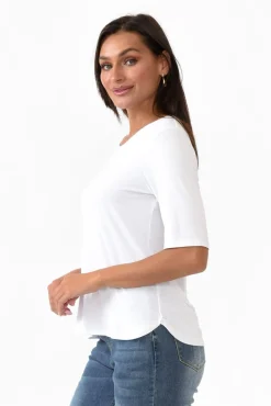 Sleeved Tops<Bamboo Body Sophie White Bamboo Top