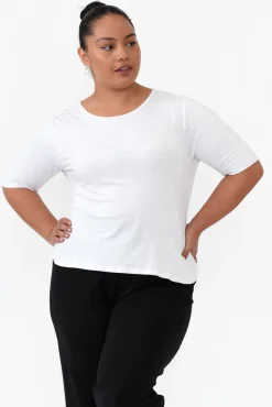 Sleeved Tops<Bamboo Body Sophie White Bamboo Top